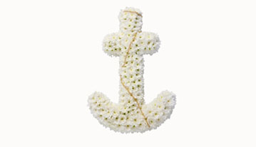 White anchor with rope details